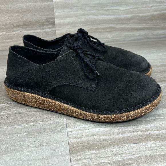 Birkenstock Gary Black Suede Classic Cork Sole Lace Up Womens 7 EUC - Picture 5 of 15